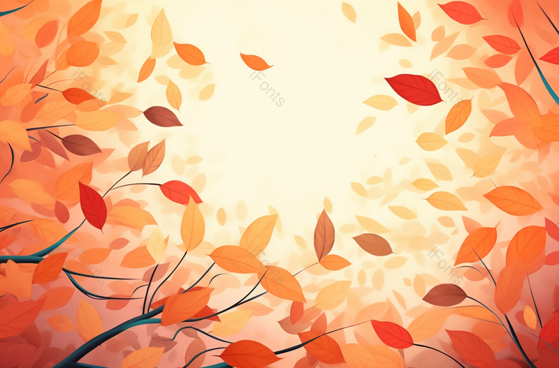 橙色唯美清新秋季枫叶插画背景,插画/手绘图,插画/手绘图库,插画/手绘图下载,插画/手绘